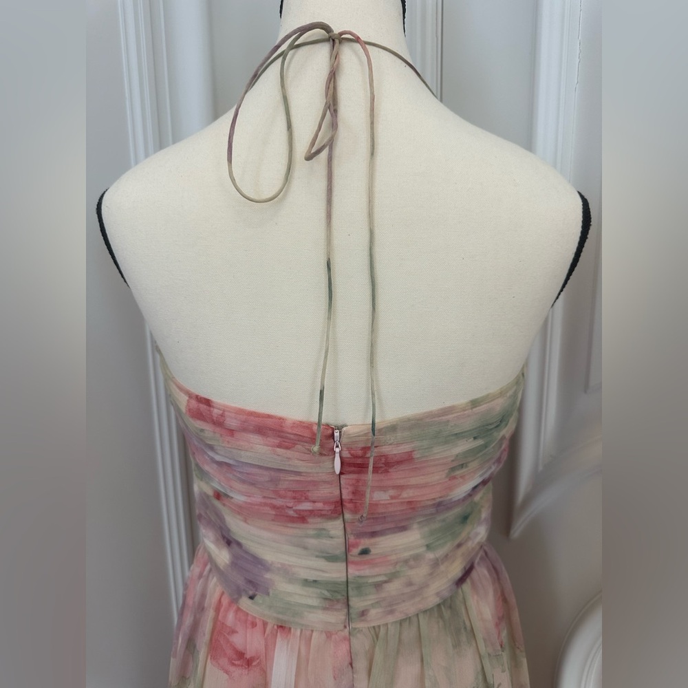 Ralph Lauren Pink Floral Sweetheart Neckline Halter Maxi Dress (Size 8) - Picture 6 of 8